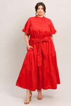 FEELS LIKE A COMPLIMENT WOVEN MIDI DRESS Flying Tomato