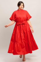 FEELS LIKE A COMPLIMENT WOVEN MIDI DRESS Flying Tomato