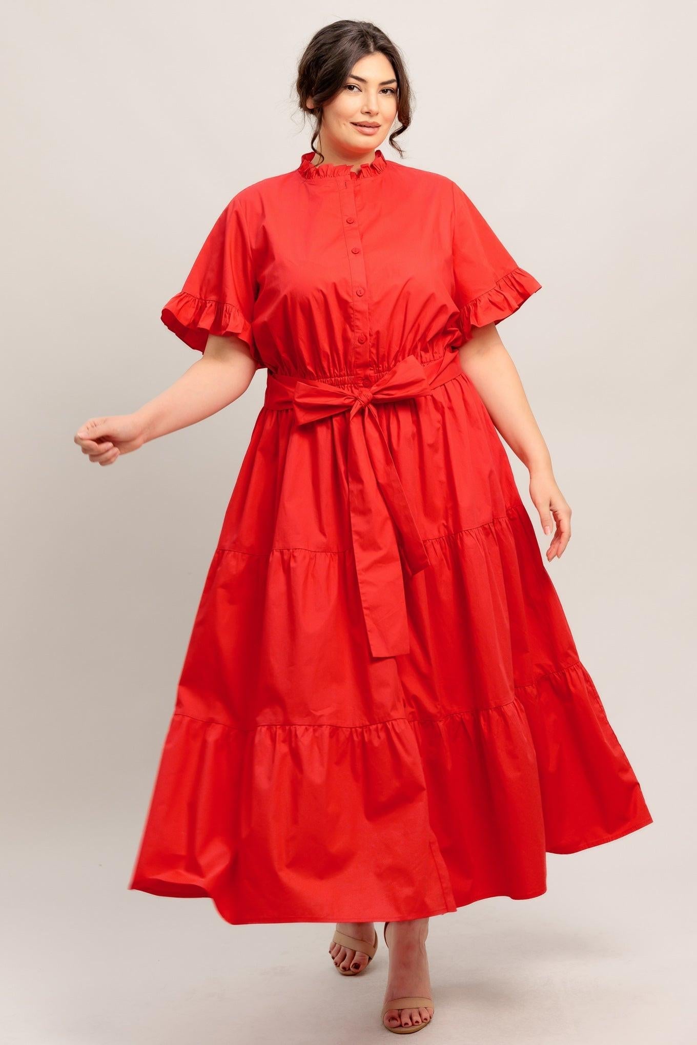 FEELS LIKE A COMPLIMENT WOVEN MIDI DRESS Flying Tomato