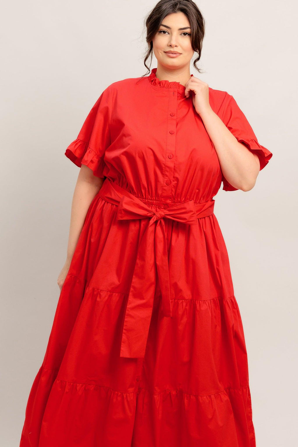 FEELS LIKE A COMPLIMENT WOVEN MIDI DRESS Flying Tomato
