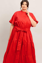 FEELS LIKE A COMPLIMENT WOVEN MIDI DRESS Flying Tomato