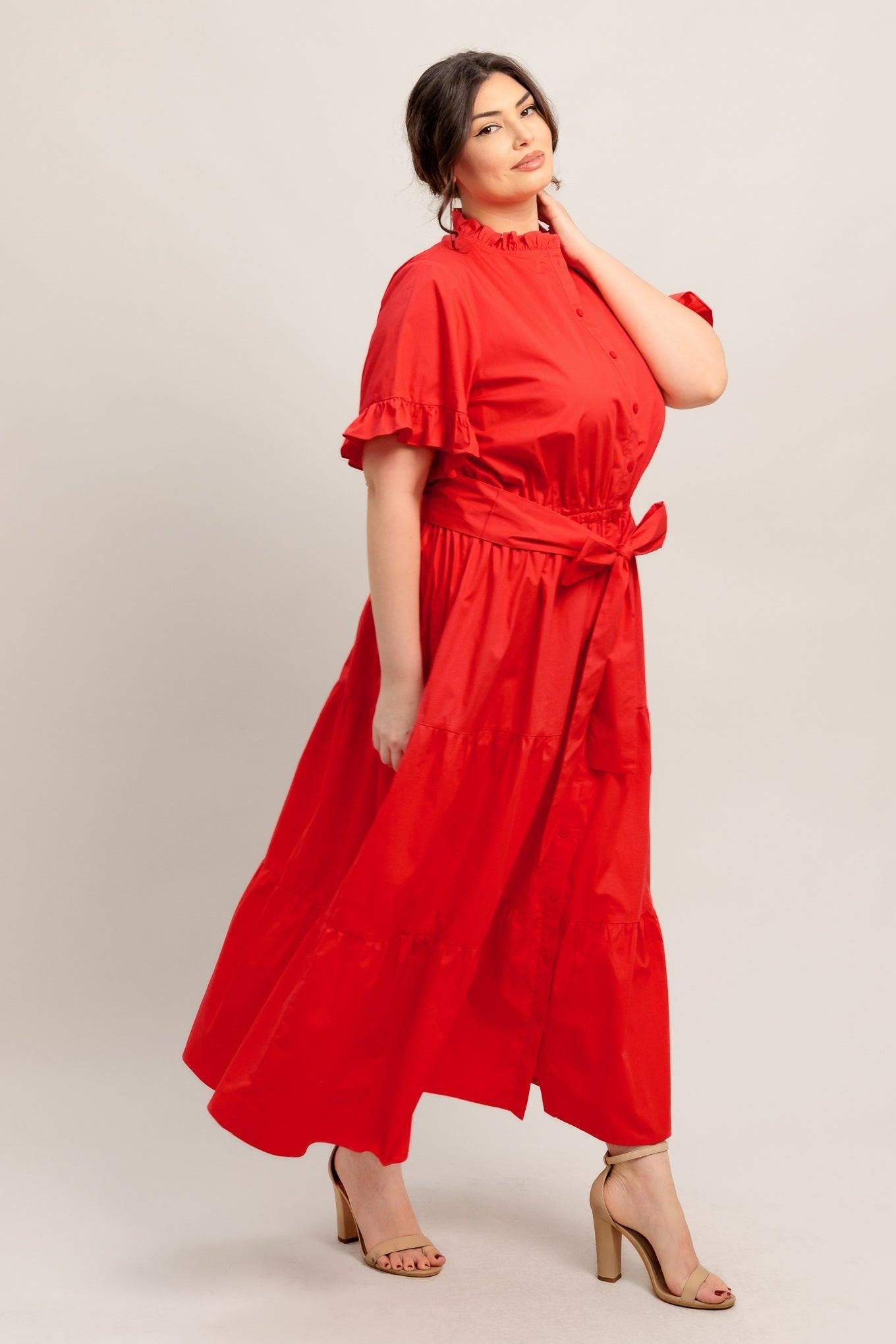 FEELS LIKE A COMPLIMENT WOVEN MIDI DRESS Flying Tomato
