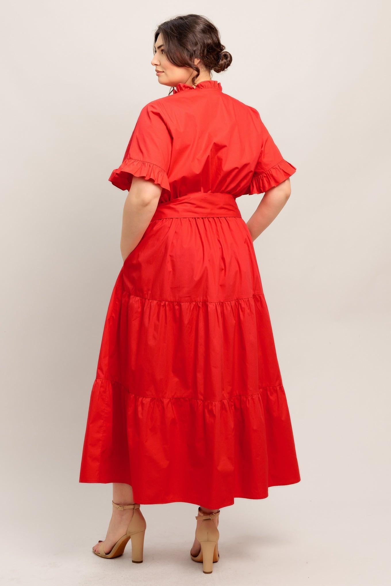 FEELS LIKE A COMPLIMENT WOVEN MIDI DRESS Flying Tomato