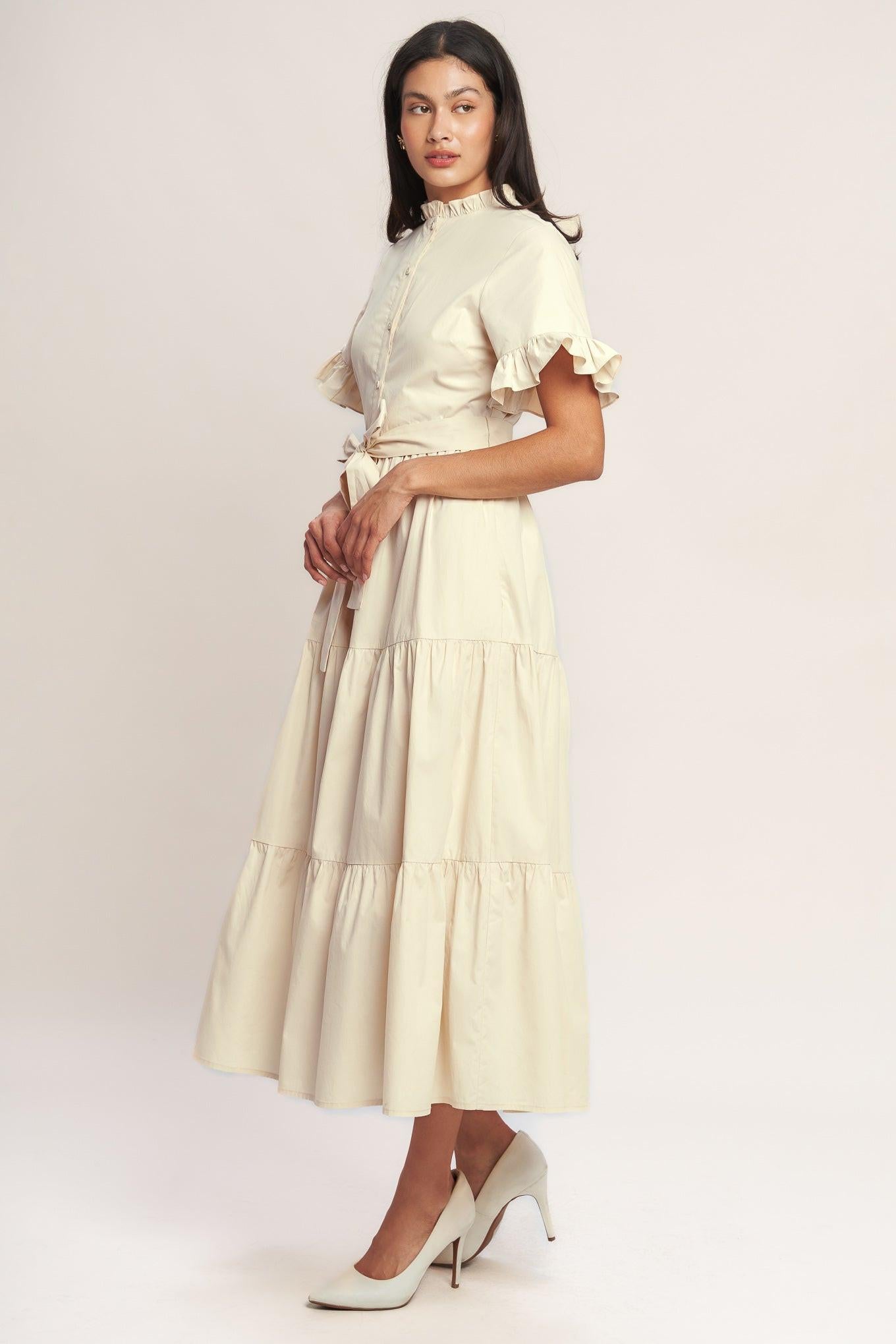 FEELS LIKE A COMPLIMENT WOVEN MIDI DRESS Flying Tomato