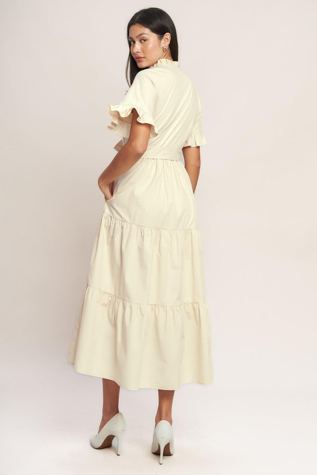 FEELS LIKE A COMPLIMENT WOVEN MIDI DRESS Flying Tomato