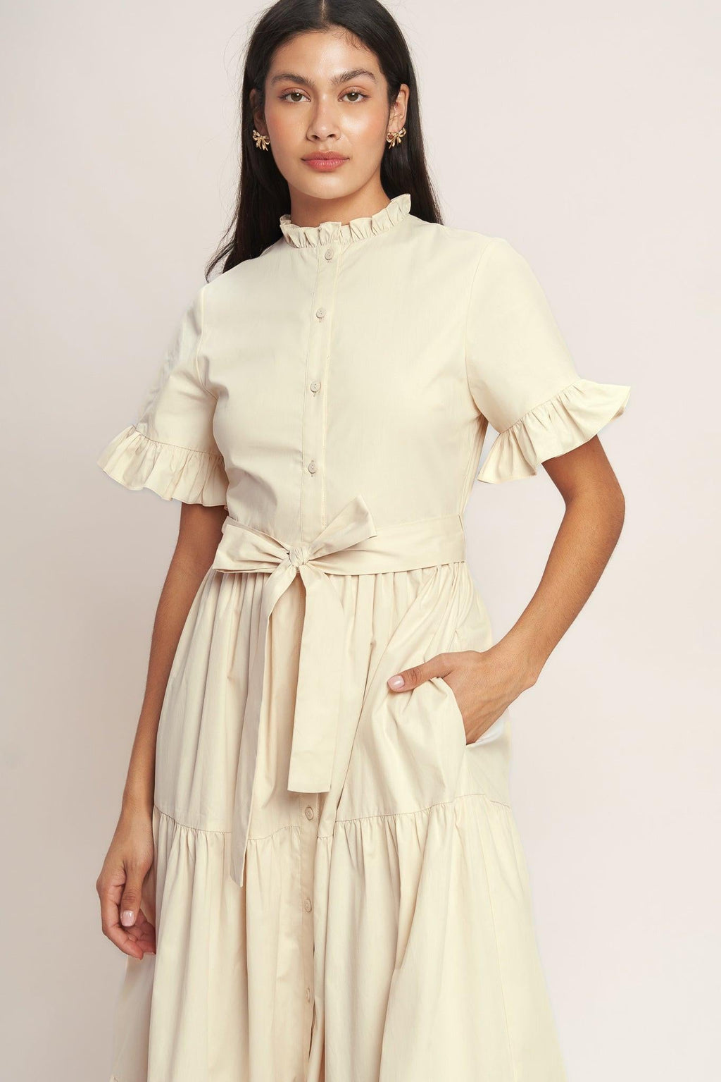 FEELS LIKE A COMPLIMENT WOVEN MIDI DRESS Flying Tomato