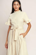 FEELS LIKE A COMPLIMENT WOVEN MIDI DRESS Flying Tomato