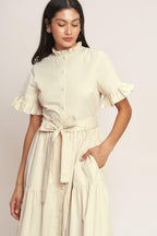 FEELS LIKE A COMPLIMENT WOVEN MIDI DRESS Flying Tomato