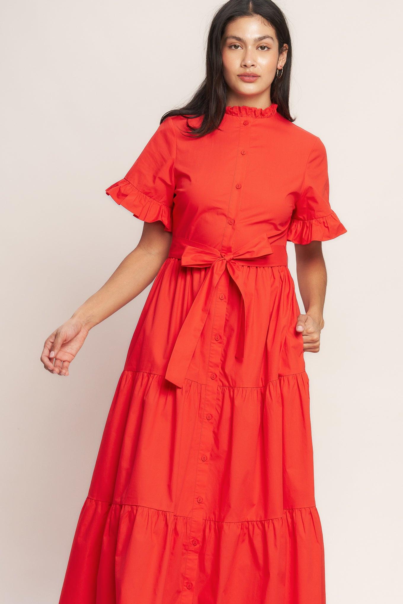 FEELS LIKE A COMPLIMENT WOVEN MIDI DRESS Flying Tomato