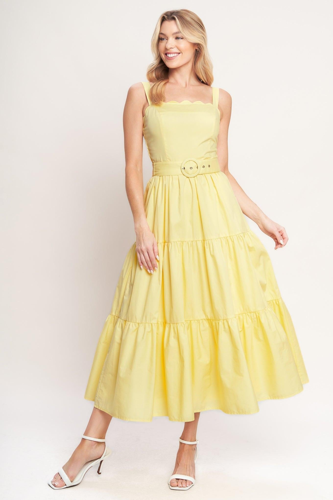 SUNSHINE SERENADE WOVEN MIDI DRESS Flying Tomato