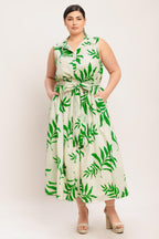 GREEN DAYDREAM WOVEN MIDI DRESS Flying Tomato