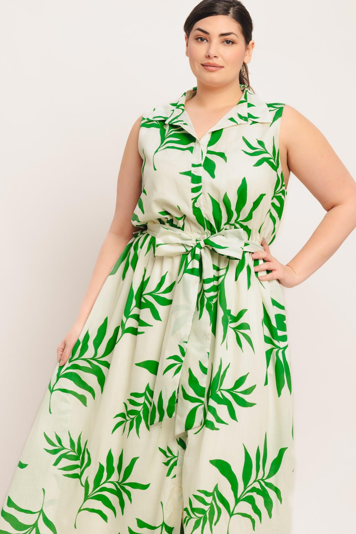 GREEN DAYDREAM WOVEN MIDI DRESS Flying Tomato