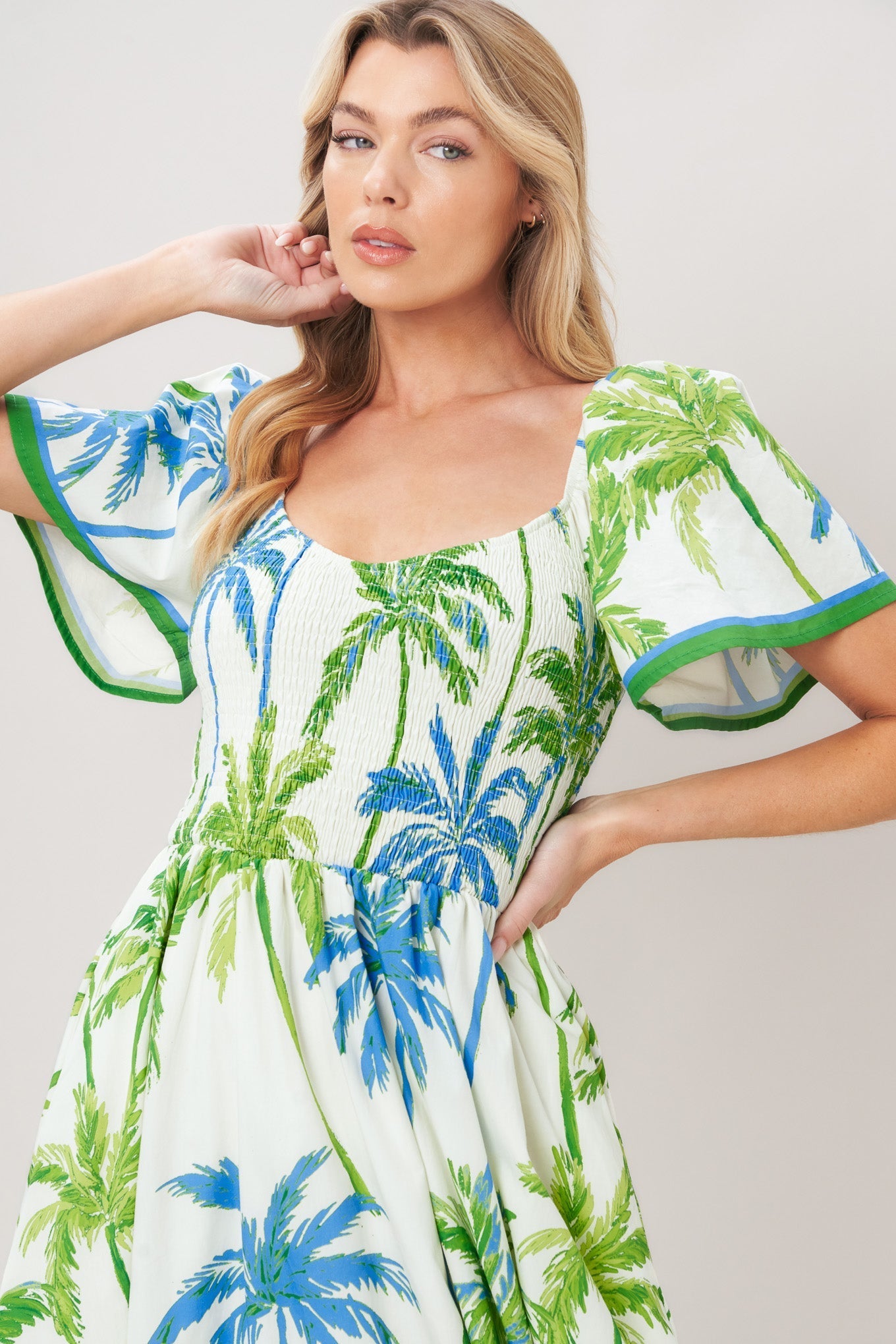 PALM ESCAPADE WOVEN MIDI DRESS Flying Tomato