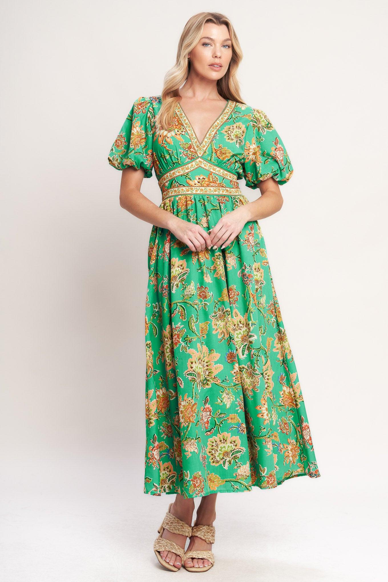 TROPICAL STATE OF HEART WOVEN MIDI DRESS Flying Tomato