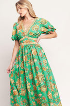 TROPICAL STATE OF HEART WOVEN MIDI DRESS Flying Tomato