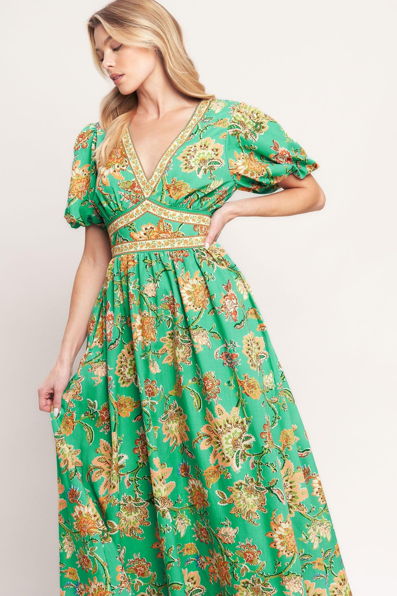 TROPICAL STATE OF HEART WOVEN MIDI DRESS Flying Tomato