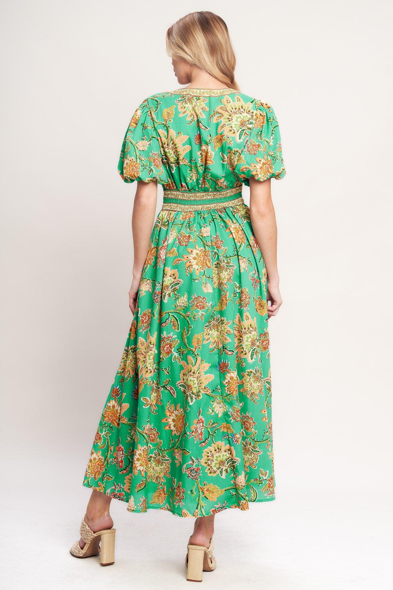 TROPICAL STATE OF HEART WOVEN MIDI DRESS Flying Tomato