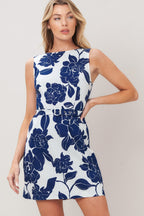 NAVY ESSENCE WOVEN MINI DRESS Flying Tomato