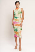 COLORFUL CONFIDENCE POWER MESH MIDI DRESS Flying Tomato