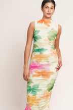 COLORFUL CONFIDENCE POWER MESH MIDI DRESS Flying Tomato