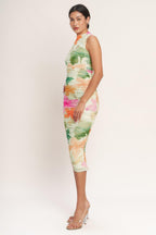 COLORFUL CONFIDENCE POWER MESH MIDI DRESS Flying Tomato