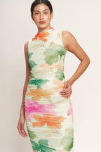 COLORFUL CONFIDENCE POWER MESH MIDI DRESS Flying Tomato