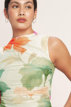 COLORFUL CONFIDENCE POWER MESH MIDI DRESS Flying Tomato