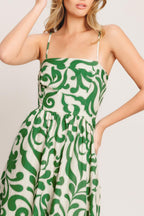ART NOUVEAU FLORAL WOVEN MIDI DRESS Flying Tomato