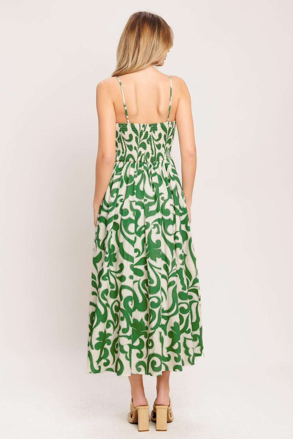 ART NOUVEAU FLORAL WOVEN MIDI DRESS Flying Tomato
