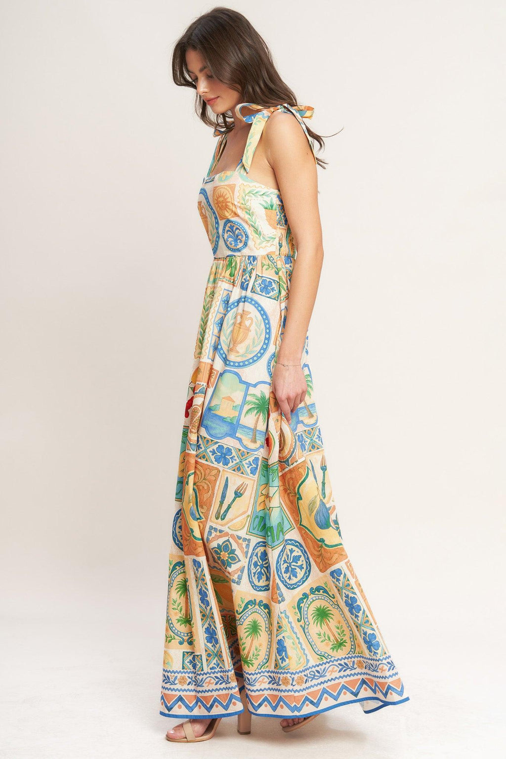 AMALFI POSTCARD WOVEN MAXI DRESS Flying Tomato