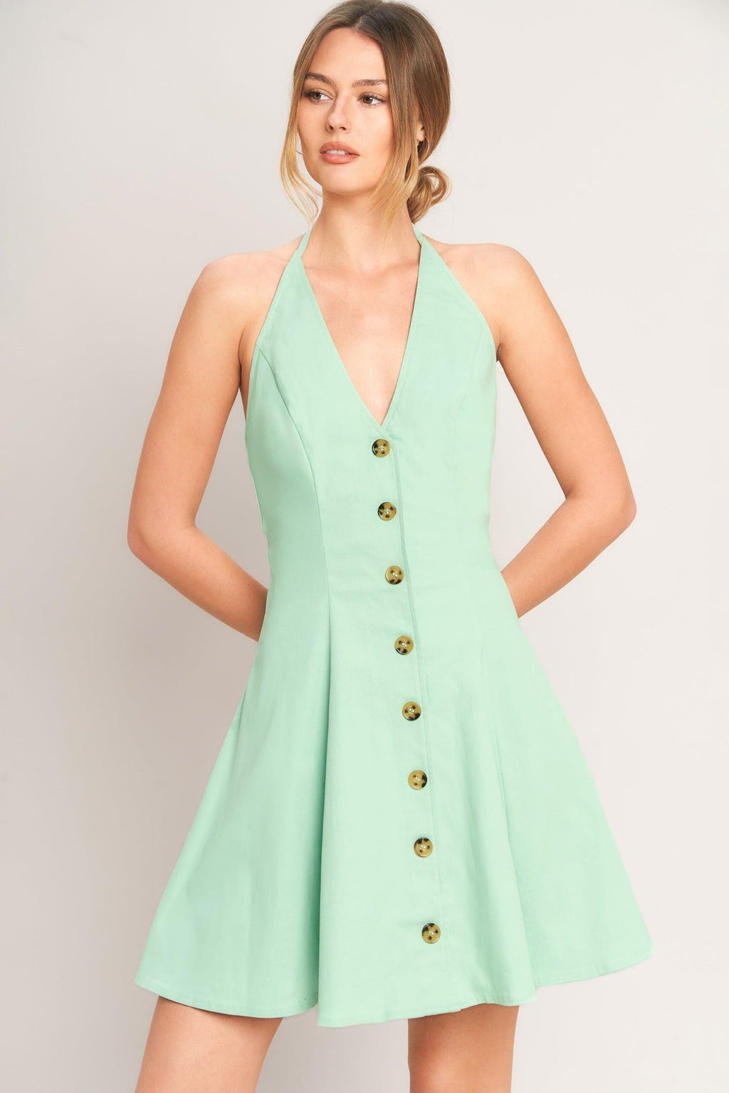 LOVELY CHARM MINT WOVEN MINI DRESS Flying Tomato