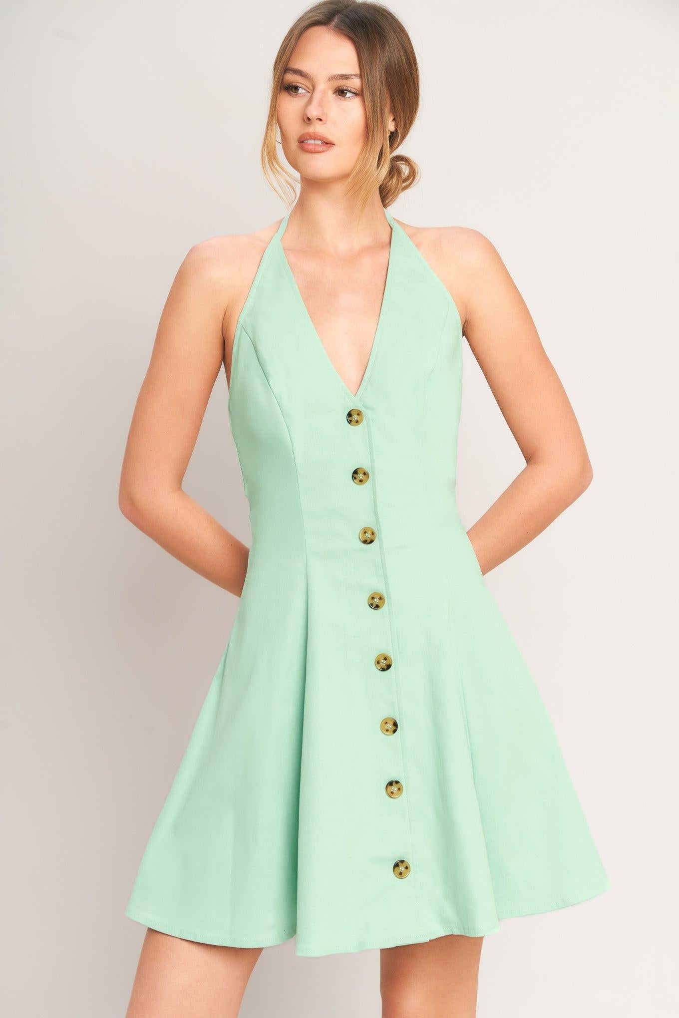 LOVELY CHARM MINT WOVEN MINI DRESS Flying Tomato