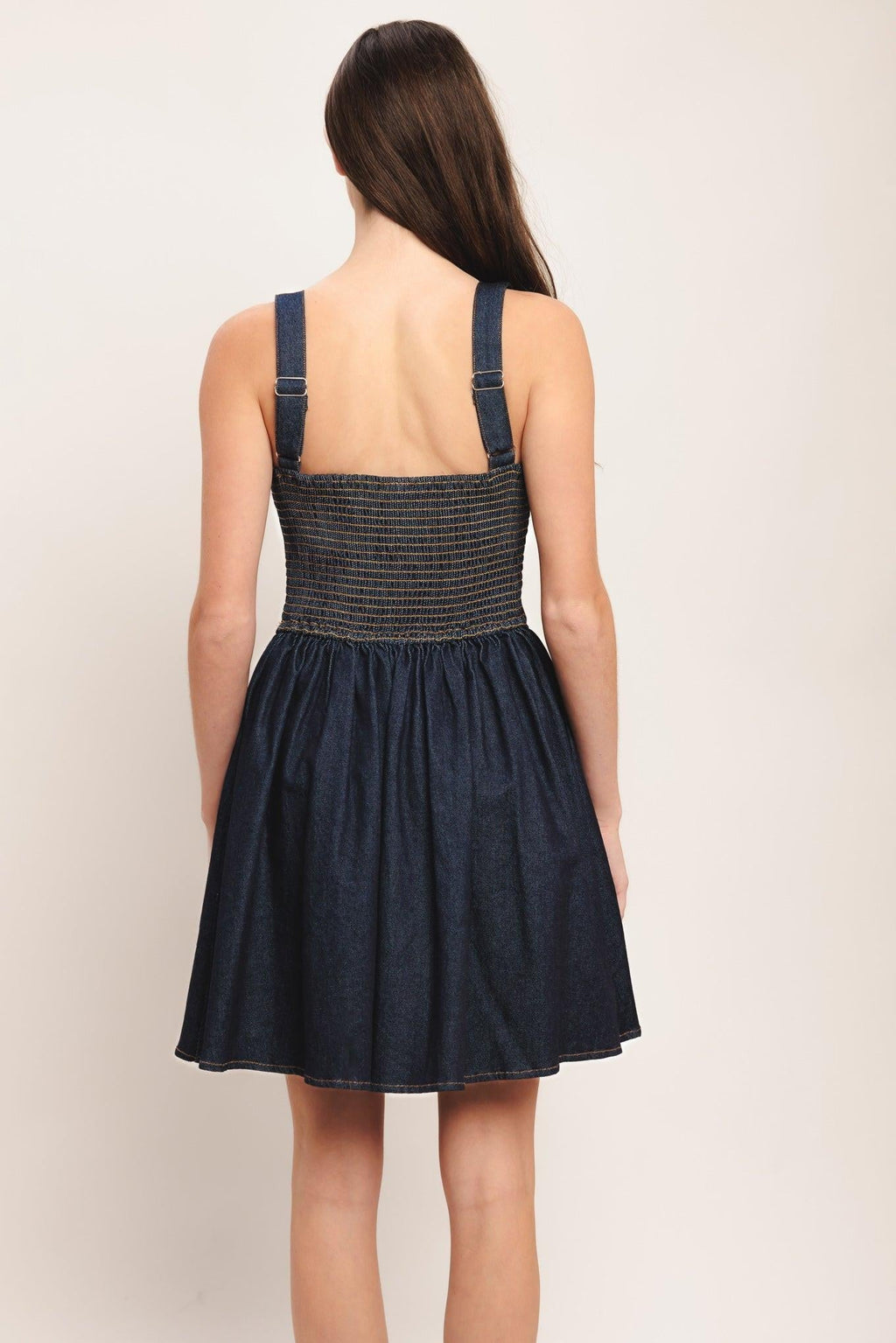 MODERN INDIGO DENIM MINI DRESS Flying Tomato