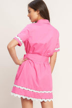 WEEKEND PREPPY LOOK WOVEN MINI DRESS Flying Tomato