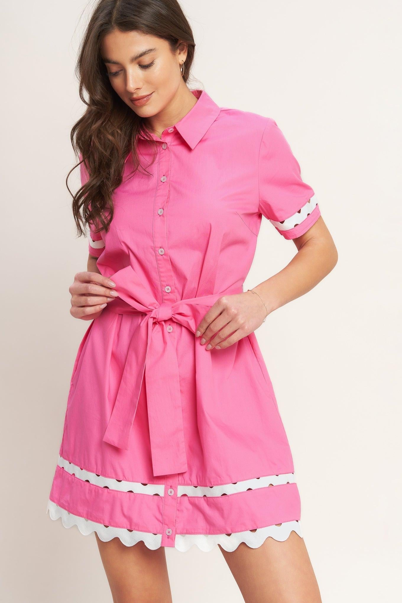 WEEKEND PREPPY LOOK WOVEN MINI DRESS Flying Tomato