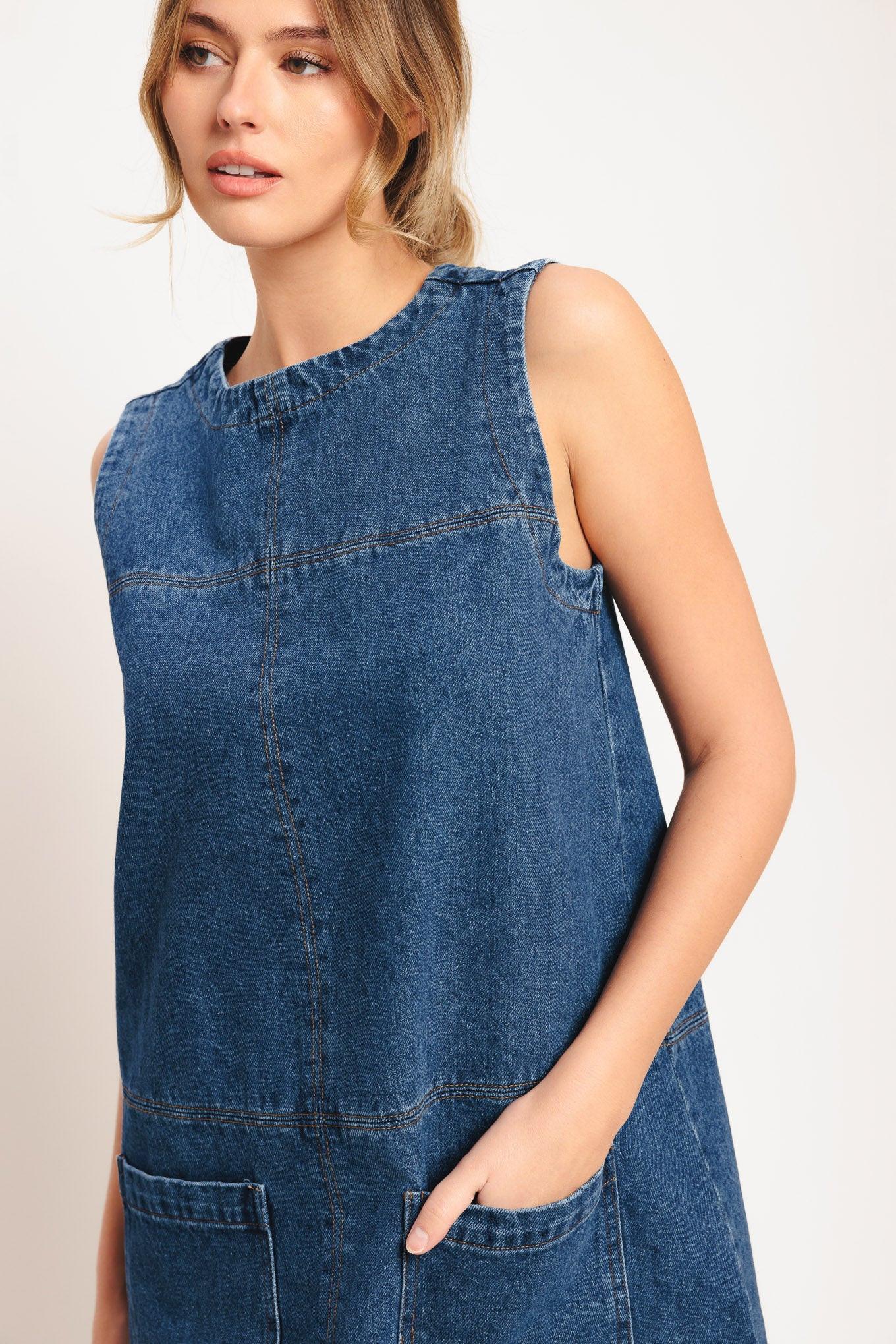 LAIDBACK CHIC DENIM SHIFT DRESS Flying Tomato