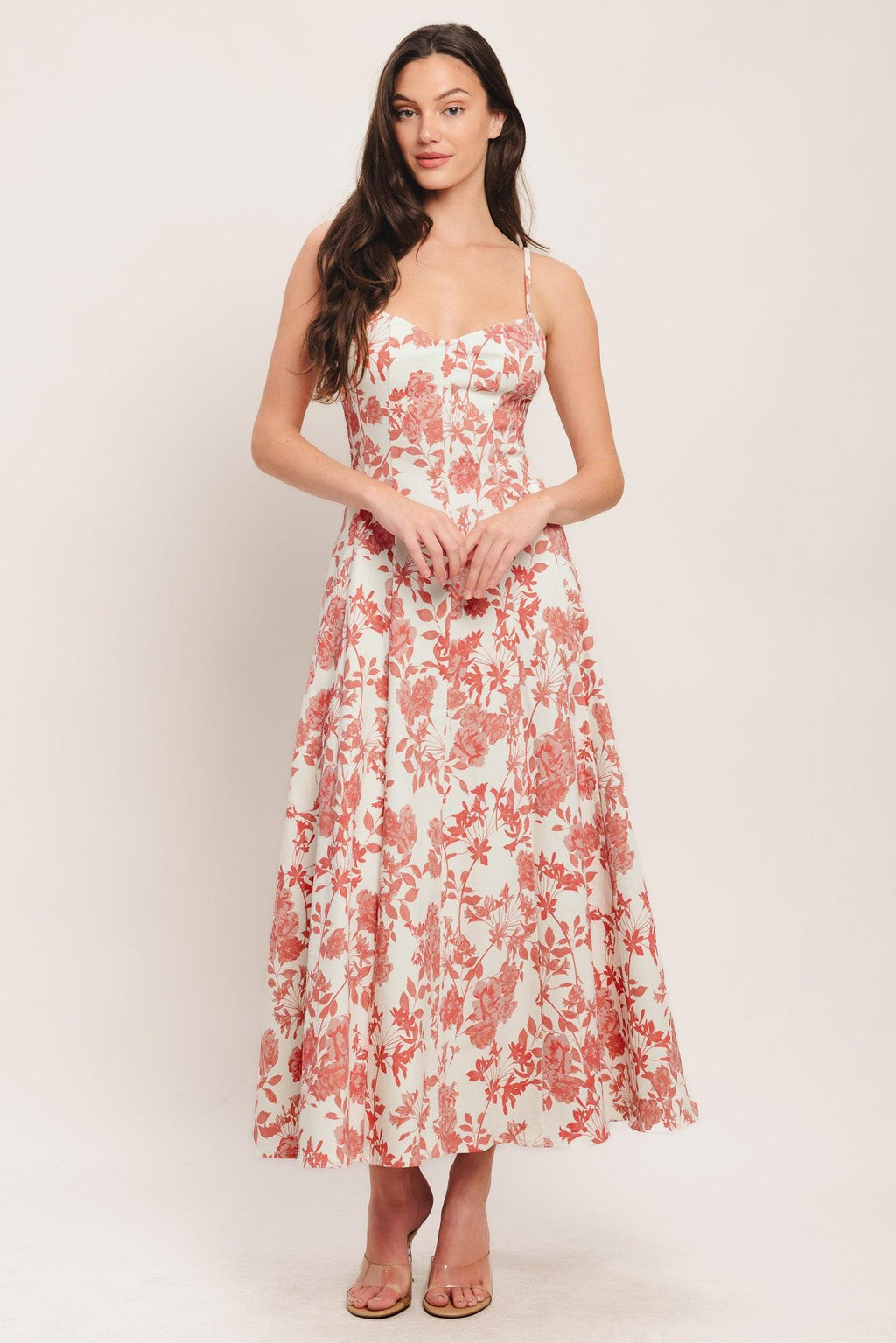 FLORAL HAZE WOVEN MIDI DRESS Flying Tomato