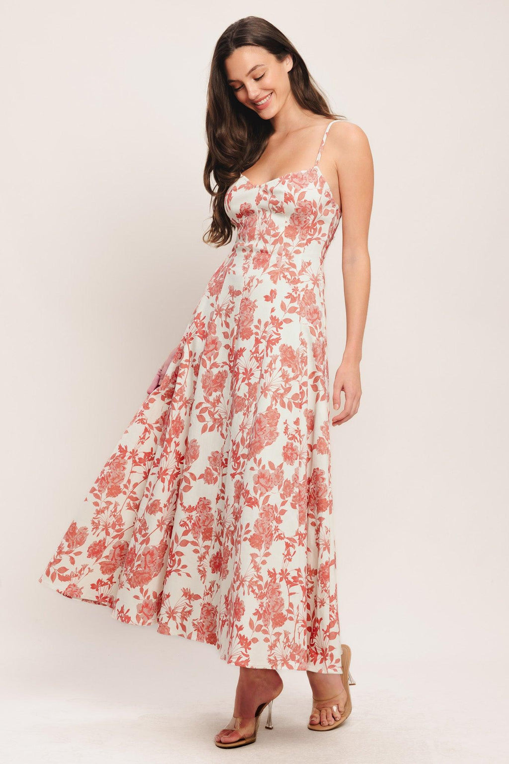 FLORAL HAZE WOVEN MIDI DRESS Flying Tomato