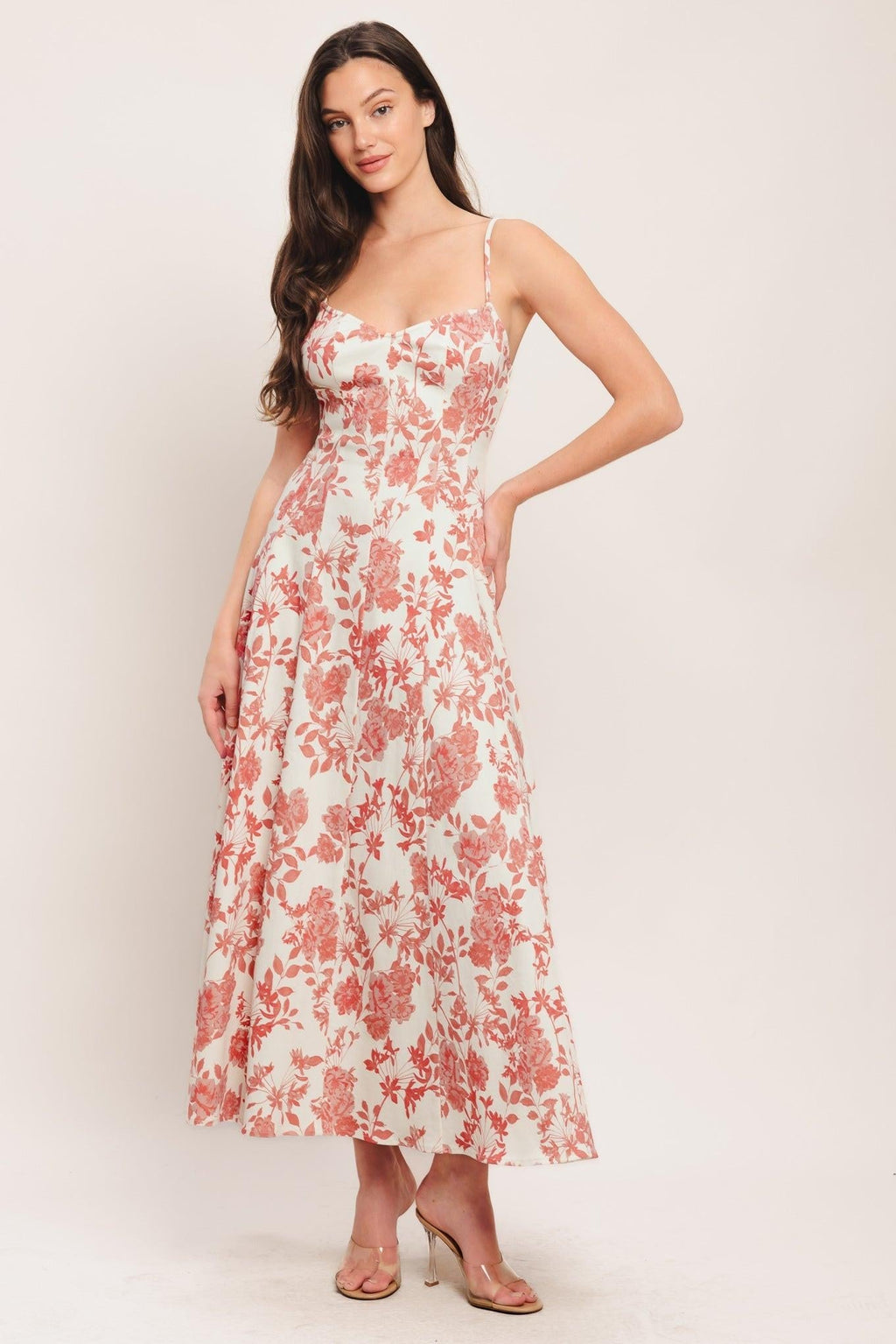 FLORAL HAZE WOVEN MIDI DRESS Flying Tomato