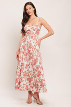 FLORAL HAZE WOVEN MIDI DRESS Flying Tomato