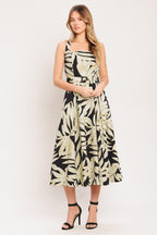 MONO LEAF STATEMENT WOVEN MIDI DRESS Flying Tomato