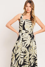 MONO LEAF STATEMENT WOVEN MIDI DRESS Flying Tomato