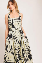 MONO LEAF STATEMENT WOVEN MIDI DRESS Flying Tomato