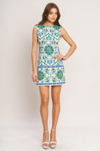 EURO BLUE WOVEN MINI DRESS Flying Tomato
