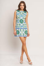 EURO BLUE WOVEN MINI DRESS Flying Tomato