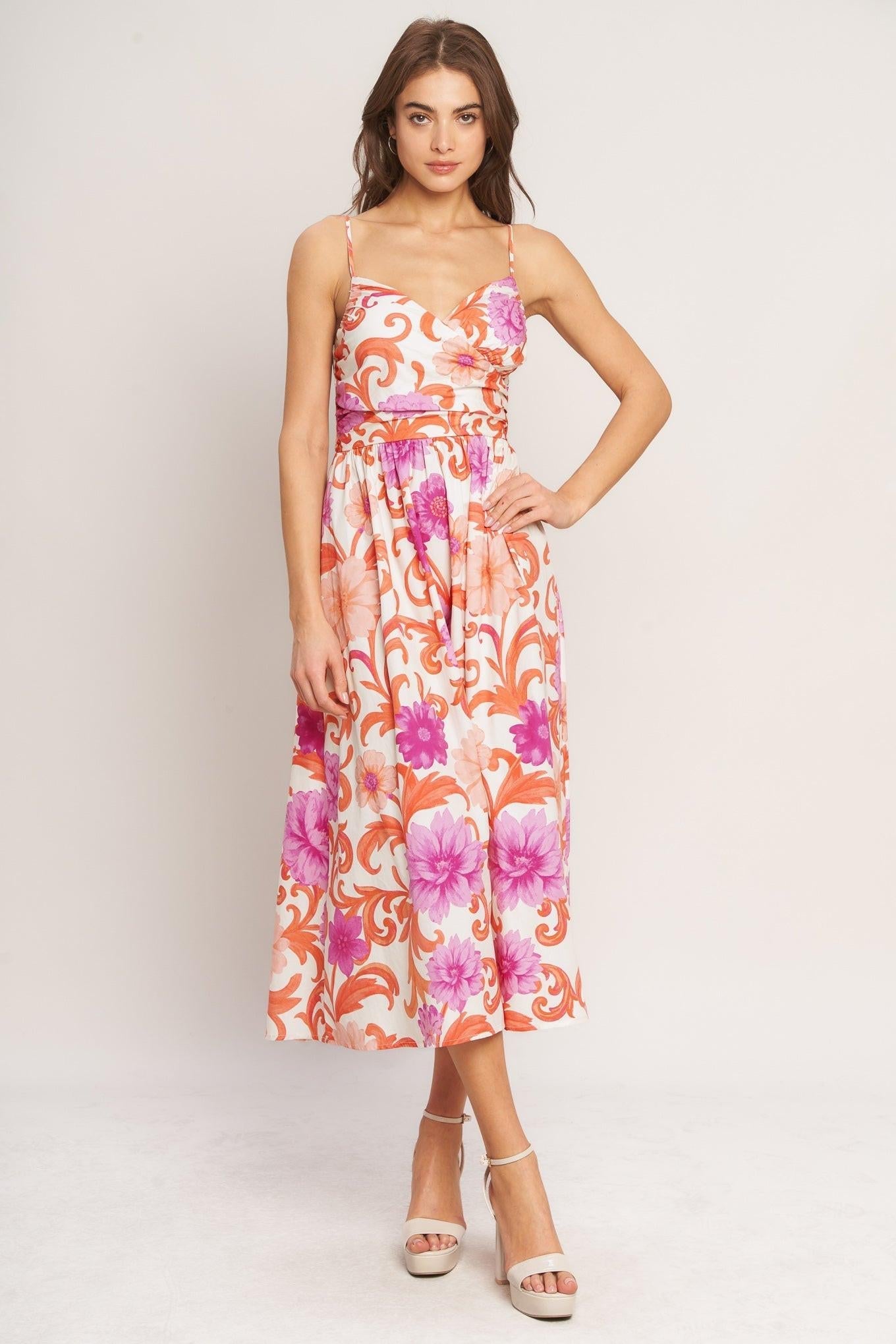 VACAY BLOOM WOVEN MIDI DRESS Flying Tomato