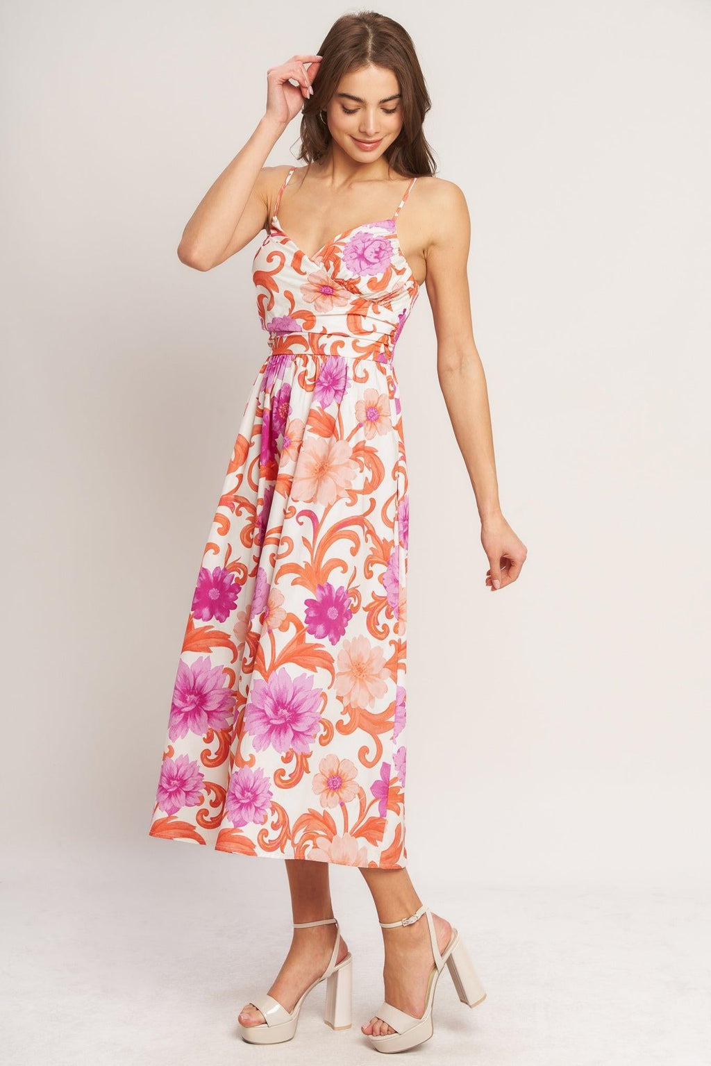 VACAY BLOOM WOVEN MIDI DRESS Flying Tomato