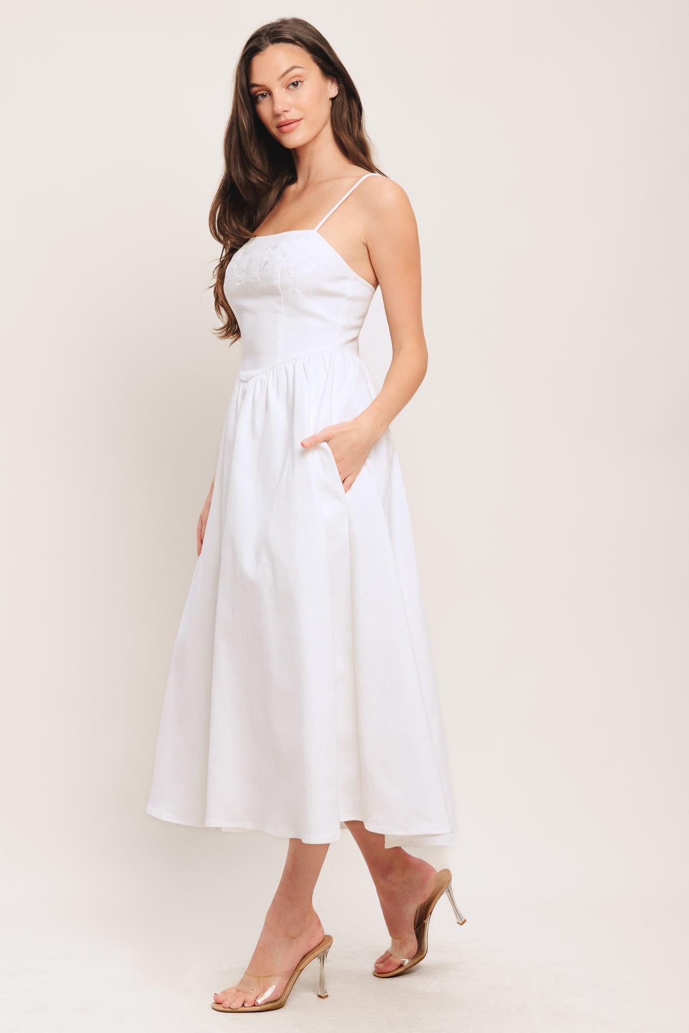 CLOUD PETAL WOVEN MIDI DRESS Flying Tomato