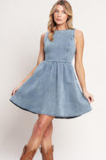 CASUAL POLISHED DENIM MINI DRESS Flying Tomato