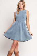 CASUAL POLISHED DENIM MINI DRESS Flying Tomato